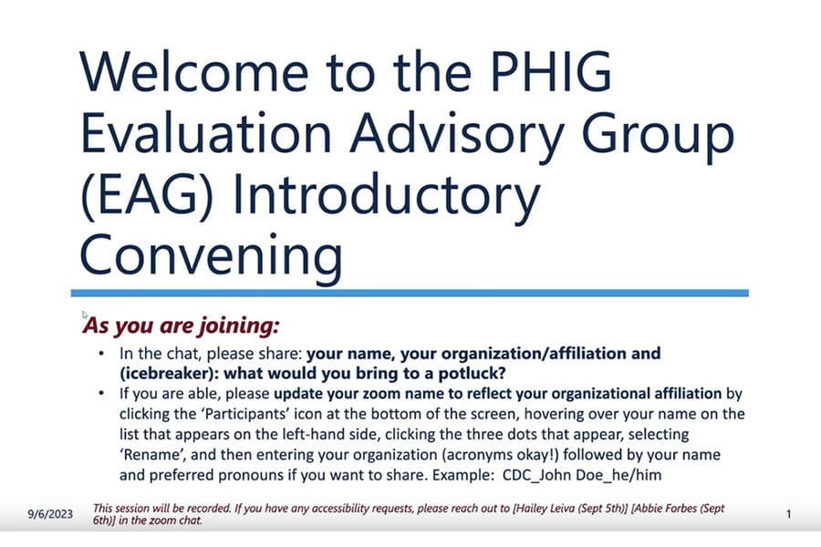 PHIG EAG KIck Off Call Slide