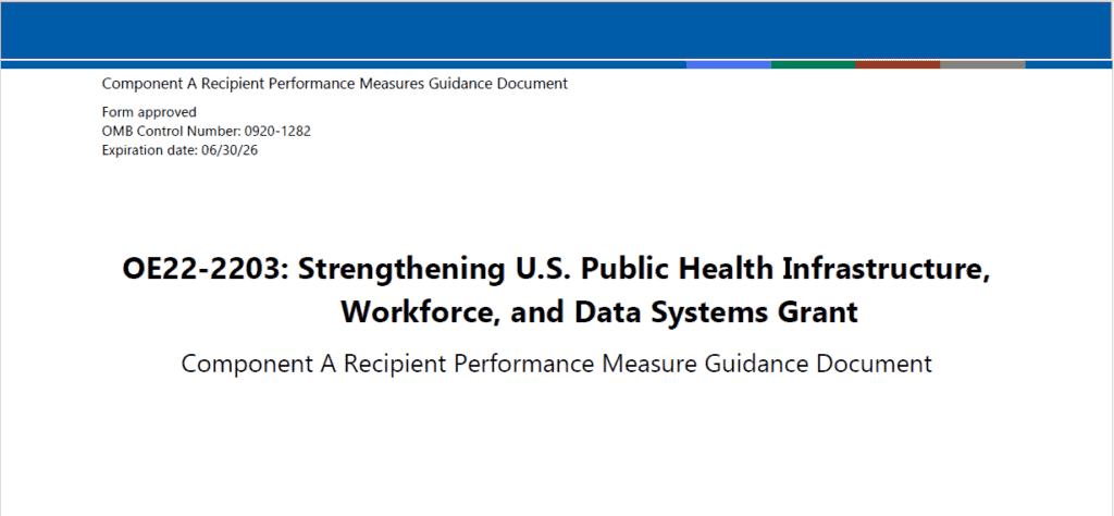 Screenshot of front page of performance measures guidance