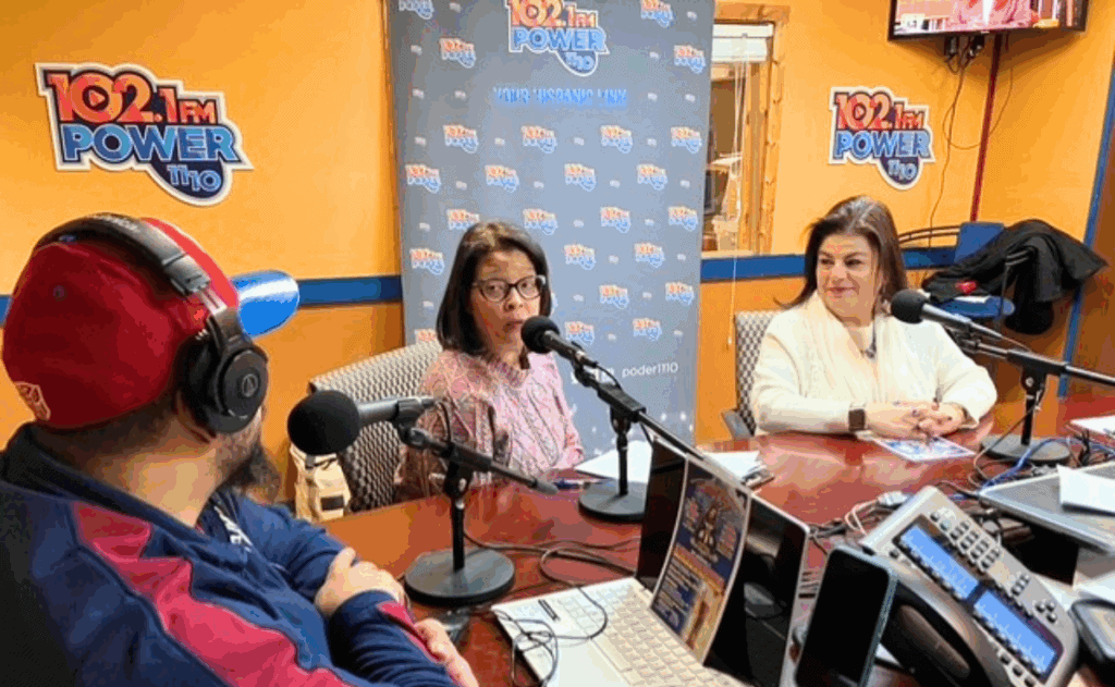 Dr. Martin being interviewed at a radio station.