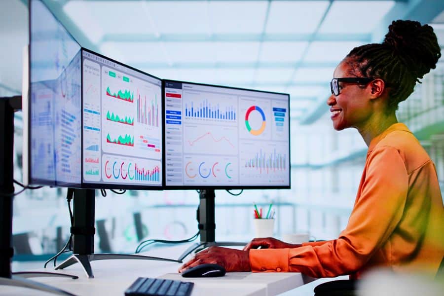 Analyzing Market Trends On A Business Analytics Dashboard As A Manager.