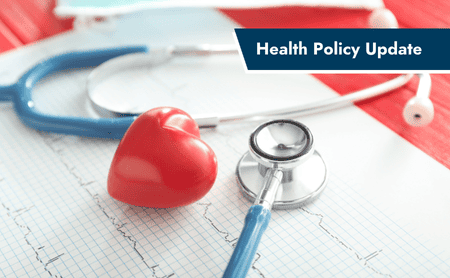 Health Policy Update banner overlaying conceptual image of stethoscope and a heart.