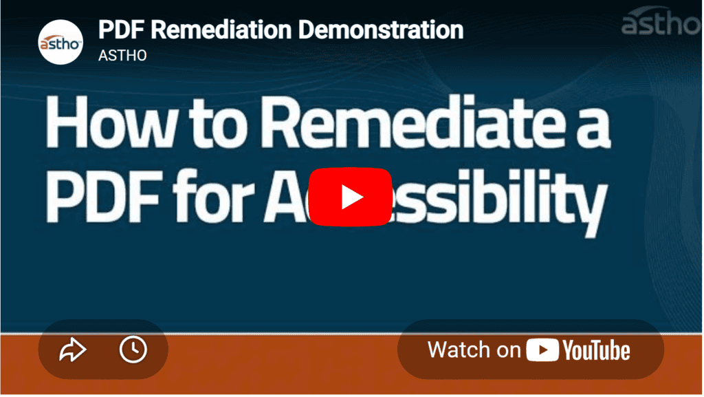 Thumbnail of "How to Remediate a PDF for Accessibility" video with a play button in the center