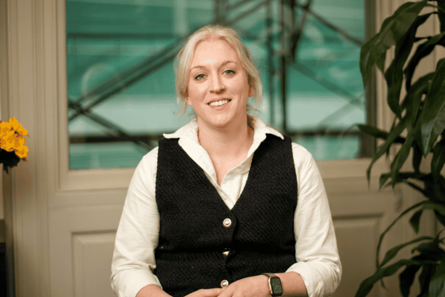 Image of Rebecca White, Data Strategy Portfolio and Project Manager at the Massachusetts Department of Public Health, speaking in an interview.