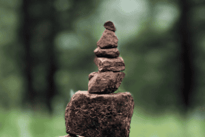 A small tower of rocks stacked on top of one another